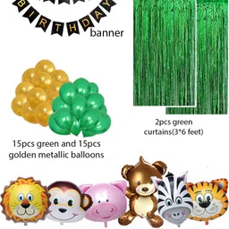 party breeze Solid green jungle theme Happy Birthday Decoration Combo Kit Balloon image 2