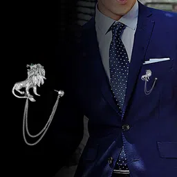 SYGA Men Suit Shirt Stud Lapel Pin Chain Brooch image 2