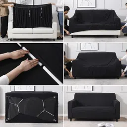 turiya Polyester 3 Seater Sofa Plain Cover image 1