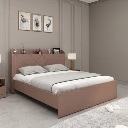 crystal furnitech Pursia King Size Regular Bed in Loris Brown Colour image 1