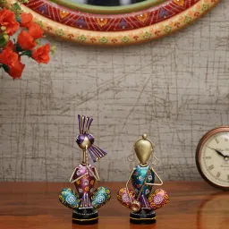 craft tree Metal Handpainted Decorative Musician Couple Showpiece Set of 2 in Multicolor-picture-21