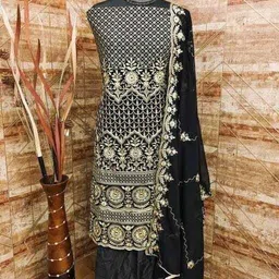 fusionvalley Unstitched Georgette Salwar Suit Material Embroidered image 5