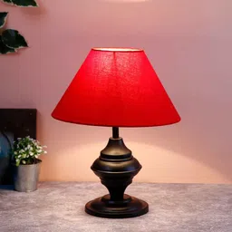 new era Red Cotton table lamp with black base image 2
