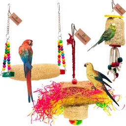 Pack Of 3 Bird Toys Swing, Foraging Shradder Toys Cage Hanging For Bird Wooden Chew Toy, Training Aid, Perch For Bird-image-28