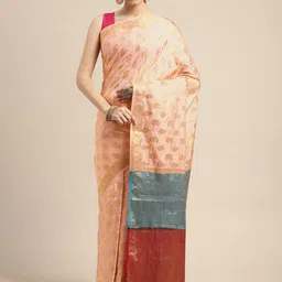 MIMOSA Women Pink & Maroon Paisley Print Kanjeevaram Art Silk Saree-picture-32