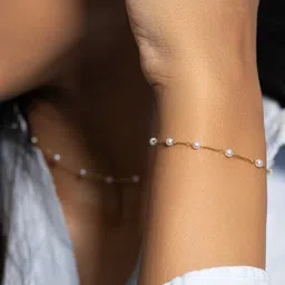 Elinor Jewels Stainless Steel Gold Plated Pearls Beaded Link Bracelet-picture-15