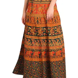 Exotic India Animals Printed Pure Cotton Flared Maxi Ethnic Skirt image 1