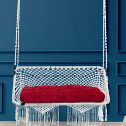Patiofy Premium White & Red Double Seater Comfortable Hammock Swing Chair With Cushion-image-33