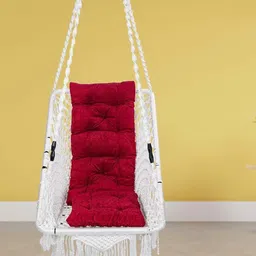 Patiofy Premium White & Red Square-Shaped Comfortable Hammock Swing Chair With Cushion-image-30