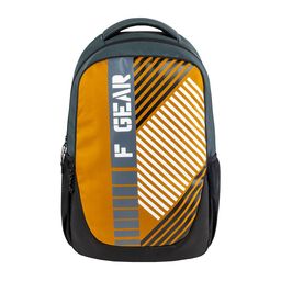 F Gear Unisex Gold-Toned & Black Graphic Contrast Detail Backpack-picture-39