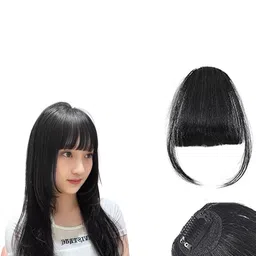 D-Divine Clip-In Straight Bangs Hair Extension- Black - 8.6 Inch-picture-20