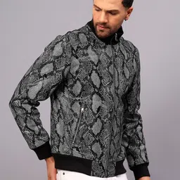 Saint G Abstract Printed Leather Water Resistant Bomber Jacket image 5