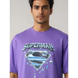 The Indian Garage Co Men Superman Graphic Printed Round Neck Cotton Relaxed Fit T-shirt image 5