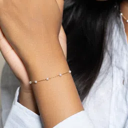 Elinor Jewels Stainless Steel Gold Plated Pearls Beaded Link Bracelet image 4