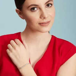 Zavya 925 Sterling Silver Cubic Zirconia Rhodium-Plated Link Bracelet image 2