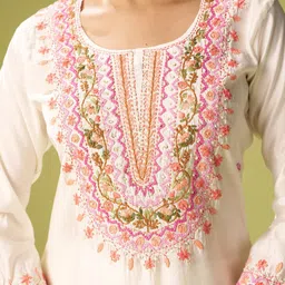 Indo Era Women Ethnic Motifs Embroidered Regular Thread Work Kurta with Trousers & Dupatta image 2