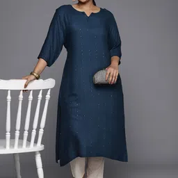 EXTRA LOVE BY LIBAS Plus Size Embroidered Sequinned Kurta image 2