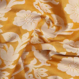 Silk Land Gold-Toned & White Floral Zari Tissue Heavy Work Kanjeevaram Saree image 5