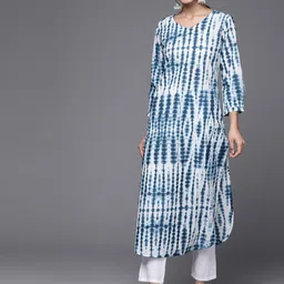 KALINI Women Dyed Keyhole Neck Flared Sleeves Thread Work Kurta image 1