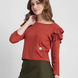 spykar Women Ribbed Relaxed Fit Top image 2