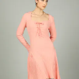Shein Modest Slit Sleeve Pleated Panel Ruched A-Line Dress image 4