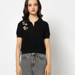 yousta Women Floral Embroidered Regular Fit Pullover image 5