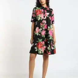 Floral Print A-Line Dress-image-18