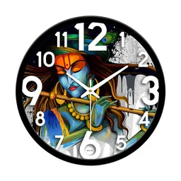 vibecrafts Lord Krishna Multicolour Plastic Wall Clock image 4