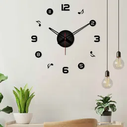 vibecrafts Numbers With Music Black Plastic Wall Clock image 4