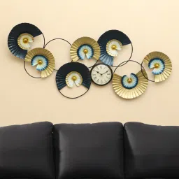 vedas Levan Abstract Circle Wall Decor With Clock image 1