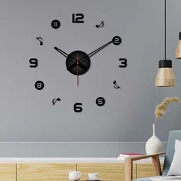 vibecrafts Numbers With Music Black Plastic Wall Clock image 2