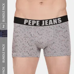 Pepe Jeans Men Pack Of 2 Printed Outer Elastic Cotton Trunks-picture-12