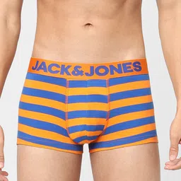 Jack & Jones Men Orange & Blue Striped Cotton Trunks 116798701-picture-11