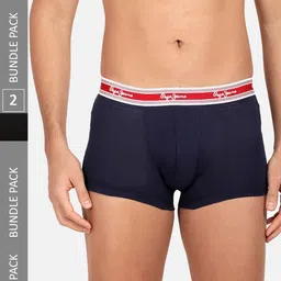 Pepe Jeans Men Pack Of 2 Mid-Rise Cotton Trunks CLT03-BLACK |TRUE BLUE-XL-picture-17