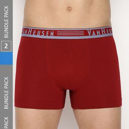 van heusen innerwear Van Heusen Men Pack of 2 solid Body Defining Fit Trendy Elastic Design Trunks-picture-3