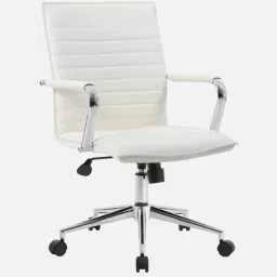 furniturstation Goris Leatherette Executive Chair in White Colour image 3