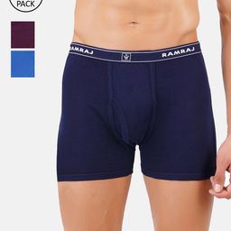 Ramraj Men Pack of 3 Assorted Cotton Vintrack Trunks-picture-45