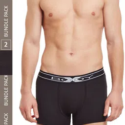 BODYX Pack Of 2 Mid-Rise Stretchable Pure Combed Cotton Trunks BX10T-BLACK-2PCS-XL-picture-12