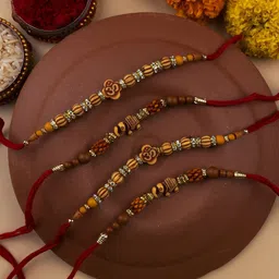 StileAdda Set of 4 Bhai Bhabhi Beaded Thread Rakhis With Roli Chawal-picture-37