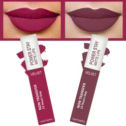 FORFOR Set of 2 Power Stay Matte Lips Non-Transfer 12 Hours Stay Velvet Matte Liquid Lipstick 4 ml Each- Pink Blush 10 - Mauve Matte 23-image-64