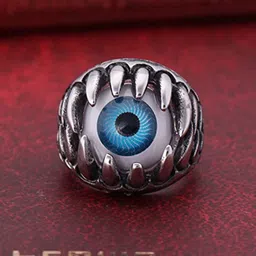VIEN Silver-Plated Evil Eye Biker Finger Ring-picture-22