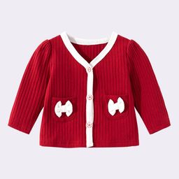 StyleCast Girls Red Striped Shawl Collar Long Sleeves Insulator Cotton Tailored Jacket-picture-24
