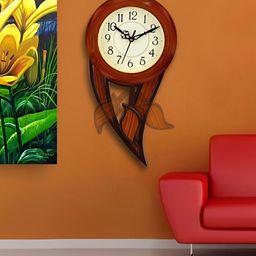 Attractionz Brown & Cream Printed Round Acrylic Traditional Wall Clock-picture-12