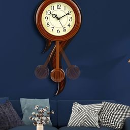 Attractionz Brown & White Textured Round Shaped Contemporary Wall Clock-picture-13