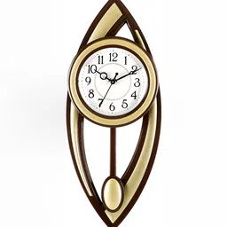 Attractionz Gold-Toned Round Contemporary Pendulum Wall Clock-picture-38