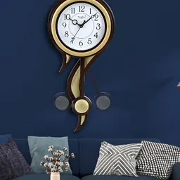 Attractionz Gold-Toned & White Textured Contemporary Round Shaped Wall Clock-picture-15