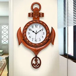 Attractionz Brown & Beige Textured Contemporary Pendulum Wall Clock-picture-32