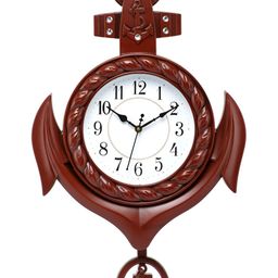 Attractionz Brown & White Round Pendulum Analogue Wall Clock-picture-13