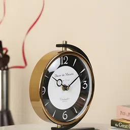 Decor de Maison Black & Brown Round Contemporary Table Clock-picture-15