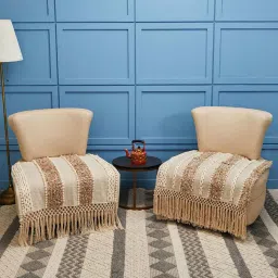 jutie pie Beige Textured Cotton 1 Seater Sofa Cover by Jutiepie image 1